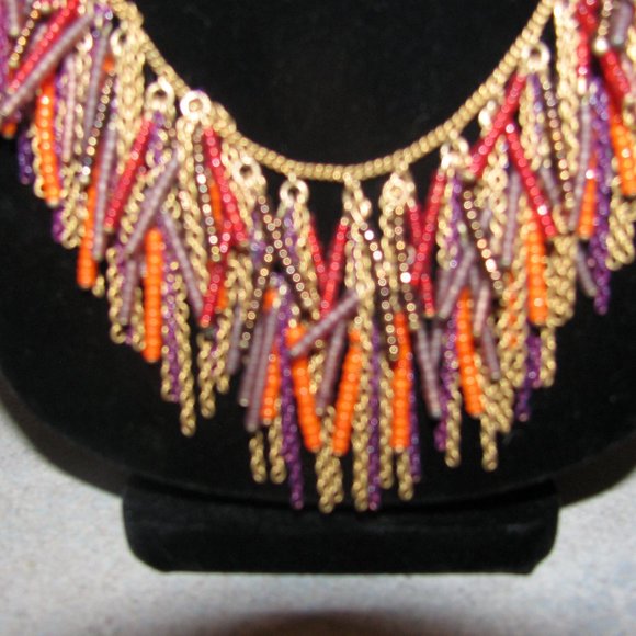 Nine West Gold Tone Glass Seed Bead Necklace - Picture 2 of 5